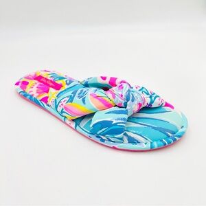Lilly Pulitzer Pool Slippers Sea Glass Rainforest Retreat Print New Women Size 8